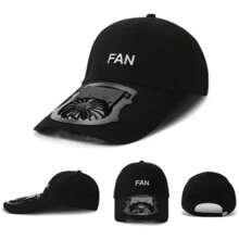 Gorra Sombrero De Sol Con Ventilador De 3 Velocidades Usb - Negro - Ver 1
