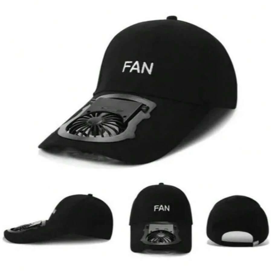 Gorra Sombrero De Sol Con Ventilador De 3 Velocidades Usb - Negro - Ver 1