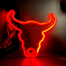 1 件霓虹灯火焰、火箭、牛头、外星人、欢迎霓虹灯，电池或 USB 供电 LED 装饰灯，11x7.36x0.7 英寸（28x18.7x1.8 厘米），适用于桌面、墙面装饰、游戏室、女孩卧室、宿舍、酒吧、庭院、露营、周年纪念、情人节生日派对、节日礼物、万圣节、圣诞节 - 白色 - 查看 16