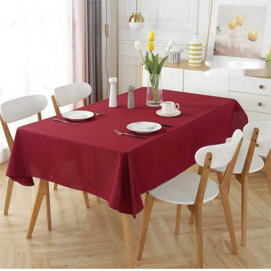 Mantel liso cuadrado, redondo impermeable - Confeccionado en tela no tejida, no se rompe ni daña - Disponible en varios tamaños - Rojo - Ver 1