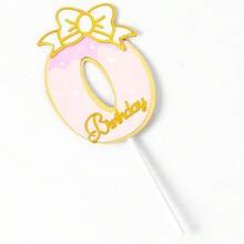 Pink Bow 0-9 Large Number 1 Cake Card Decorate Cake Plug-In Card - Pastel Numbers - View 2