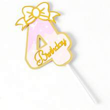 Pink Bow 0-9 Large Number 1 Cake Card Decorate Cake Plug-In Card - Pastel Numbers - View 6