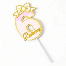 Pink Bow 0-9 Large Number 1 Cake Card Decorate Cake Plug-In Card - Pastel Numbers - View 8