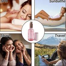 2 Piezas De 100ml Botella De Spray De Vidrio Rosa, Botella Recargable De Aceite Esencial, Contenedor Portátil De Cosméticos - Rosa Pálido - Ver 2