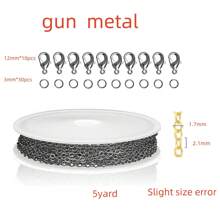 1-7 卷链套装，带 3 毫米开口环和 12 毫米龙虾扣，约 5m-35m 珠宝制作链（链条尺寸约 1.5-1.7 毫米宽 x 2 毫米长），1-7 种颜色约 1.5-1.7 毫米焊接镀铜铁链，用于珠宝制作的镀金/银项链链，金属链套件，带 30-210 个跳环和 10-70 个龙虾扣，珠宝钳，开口跳环和镊子，用于 DIY 珠宝项链手链脚链制作（选择相应的照片），存在色差 - 彩色 - 查看 7