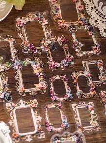 20pcs/Pack Flower & Frame Museum Series Sticker Set, Waterproof Material For Diy Scrapbooking Decoration Back To School