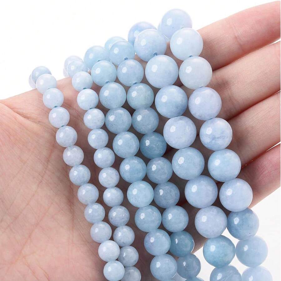 Hạt Đá Tự Nhiên Aquamarines Lava Opal Thạch Anh Mắt Hổ Đá Mặt Trăng Hạt Tròn Trang Sức Làm