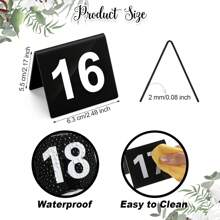 Table Numbers 1-25 Acrylic Double Side Numbered Table Tents Plastic Restaurant Wedding Table Number Table Tent Numbers Cards Signs For Party Banquets Wedding Reception (Black, White) - Black - View 8