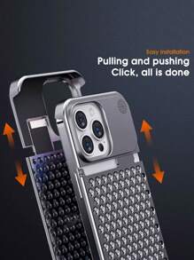 1 pieza Funda de teléfono móvil de aluminio aromática sólida con hueco gris, sin bordes, anticaída, disipación de calor, compatible con iPhone 15/14/13/12 Pro Max - Gris - Ver 3