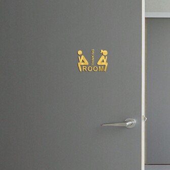 1pc Creative Acrylic "Thinking Room" Wall Sticker, Bathroom Decor Removable Acrylic 3D Wall Decals For Toilet Door