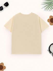 Áo thun cổ tròn in hình chân dung cô gái trẻ thường ngày mùa hè - Màu Khaki - Xem 2