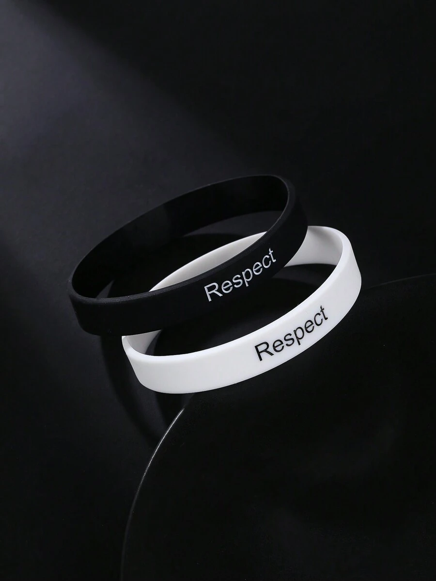 1 Set Minimalist Respect Silicone Bracelets For Men - Silicone Bracelet - View 1