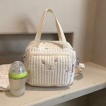 Cute Embroidery Bear Diaper Bag, Stylish Shoulder & Crossbody Bag For Girl Moms, Practical Maternal And Child Backpack - Beige - View 8
