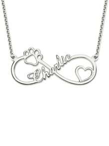 定制项链，带无限心形和姓名标签，适合宠物、母亲节、父亲节、家人、朋友、生日礼物、DIY 情人节 - 銀色 - 查看 2