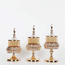 1pc Luxury Glass Jar For Storage Or Decoration, Suitable For Living Room Or Dining Room - Gold - View 1