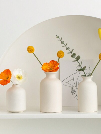 1PC Wit Mini Ceramics Vase Nordic Creative Flower Home Living Room Tafel Bottle Crafts Wedding ation Birthday Graduation Back To School Supplies Glass view 4