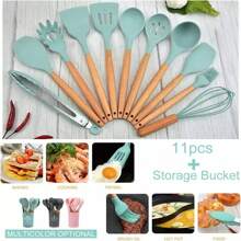 Juego de utensilios de cocina de silicona de 12 piezas, utensilios de cocina antiadherentes resistentes al calor, herramientas de cocina, juego de utensilios de cocina para mezclar - Azul - Ver 7