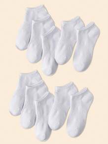 10pcs Women Waist Shaper Invisible Minimalist Soft Versatile White Ankle Socks - White - View 3