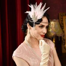 D EXCEED 1/3PCS音乐节女装1920年代下午茶派对舞会情人节母亲节新娘合金人造羽毛发夹头饰 - 多色 - 查看 7