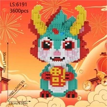 Diy 3d Small Particle Lovely Auspicious Dragon Building Block Set, Latest Animation Collection With High Difficulty Level, Living Room Decor Room Decoration - Multicolor - View 6