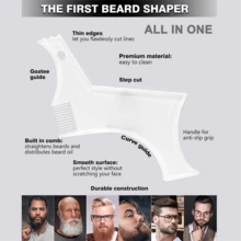 1pc Beard Shaping & Styling Tool With - Hypoallergenic Precision Edging & Line Up Guide For Symmetric Beard, Mustache, Goatee - Use With Razor, Electric Trimmer Or Clippers, No Power Needed - Durable, Easy To Clean - For Men - White - View 5