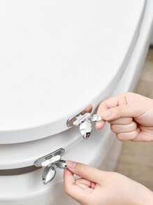 Toilet Seat Lifter & Handle Set, Fit For Most Types Of Toilets, Bathroom Accessories - Silver - View 8