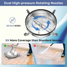 20" Pressure Washer Surface Cleaner Stainless Steel Power Cleaner Attachment - Silver - View 5