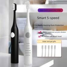 1pc Electric Toothbrush USB Rechargeable Rotation Clean Teeth Adult Teeth Brush Electric Tooth Brush With 5 Extra Replacement Heads,Red - Red Rechargeable - 5 Toothbrush Heads [9000 Rpm] - View 1