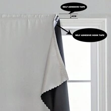 易於安裝的遮光窗簾,帶鉤環,短長度,隔熱,遮陽,臥室用,便攜式,現代 - 白色 - 查看 3