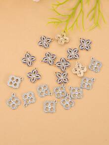 10入組流行時尚 Cubic Zirconia 三葉草白金珠寶套裝,可搭配任何服飾 - 彩色 - 查看 1