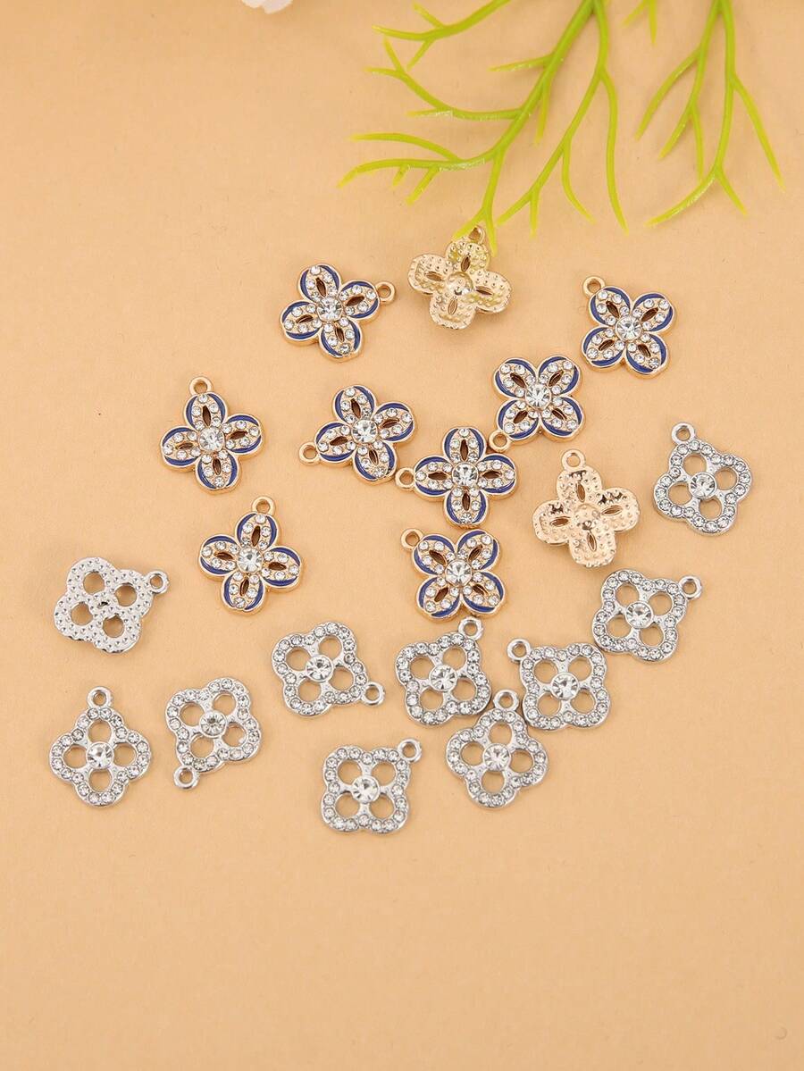 10入組流行時尚 Cubic Zirconia 三葉草白金珠寶套裝,可搭配任何服飾 - 彩色 - 查看 1