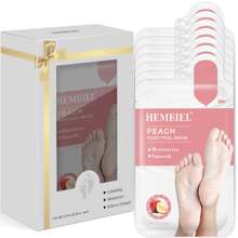 HEMEIEL 1/3/5/7 Pares de Máscara Exfoliante de Melocotón para Pies, Adecuada para Piel de Pies Seca, Envejecida y Agrietada, Máscara Hidratante Que Elimina las Células Muertas de la Piel, Para Hombres y Mujeres - Blanco - Ver 13