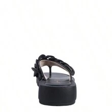 Zing Link Chain Thong Flats - Black - View 7