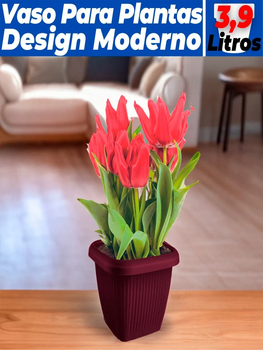 Square Plant Pot Decoration Home Living Room Garden 3.9L - Màu Tím - Xem 1