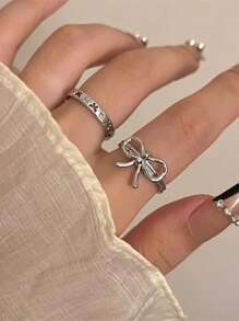 2入組蝴蝶裝飾開口戒指套裝,適合女性日常穿戴