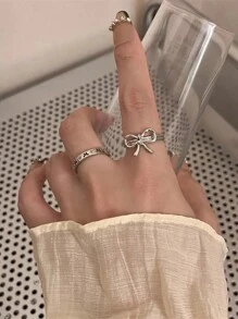 2入組蝴蝶裝飾開口戒指套裝,適合女性日常穿戴