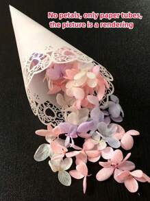 50 Peças Cones de Casamento para Pétalas, Confete Branco Vazado a Laser, Cones de Papel Vazados para Flores Secas, Decoração de Casamento, Lembrancinhas, Arremesso de Confete, Suprimentos de Casamento com Amor Vazado, Tubo de Papel Vazado a Laser, Cone de Papel, Natal