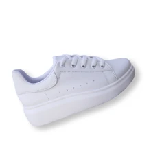 Tenis & Sneakers Deportivos Corte Piel Mcqueen Con Cordones - Blanco - Ver 1