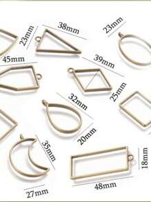 30/51/60/80pcs Mixed Pack (10 Colors: Gold/White K/Antique Green/KC Gold/Electrophoretic Black) Geometric Hollow Pressed Floral Frame Pendant Resin Jewelry Making Necklace Pendant Border Mold