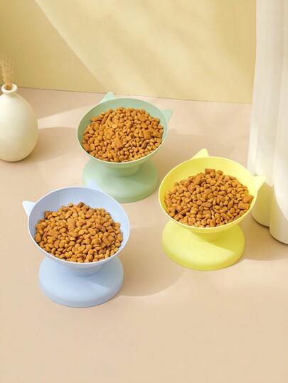 1 Peça Tigela De Animal De Estimação Com Protetor De Pescoço Antiderrapante De Plástico, Alimentador De Gato Elevado Ou Tigela De Água De Cachorro