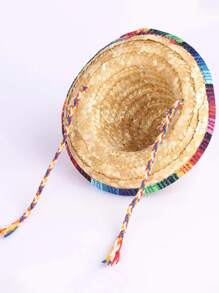 1顶迷你墨西哥帽派对帽嘉年华派对装饰派对用品墨西哥帽服装帽，适用于桌子、玩偶、宠物 - 杏色 - 查看 2