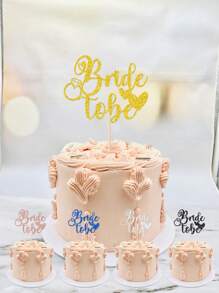 Wedding Bride To Be Cake Toppers For Bridal Shower Party Baking Decoration, Gold/Silver/Rose Gold/Black/Blue - Black - View 1
