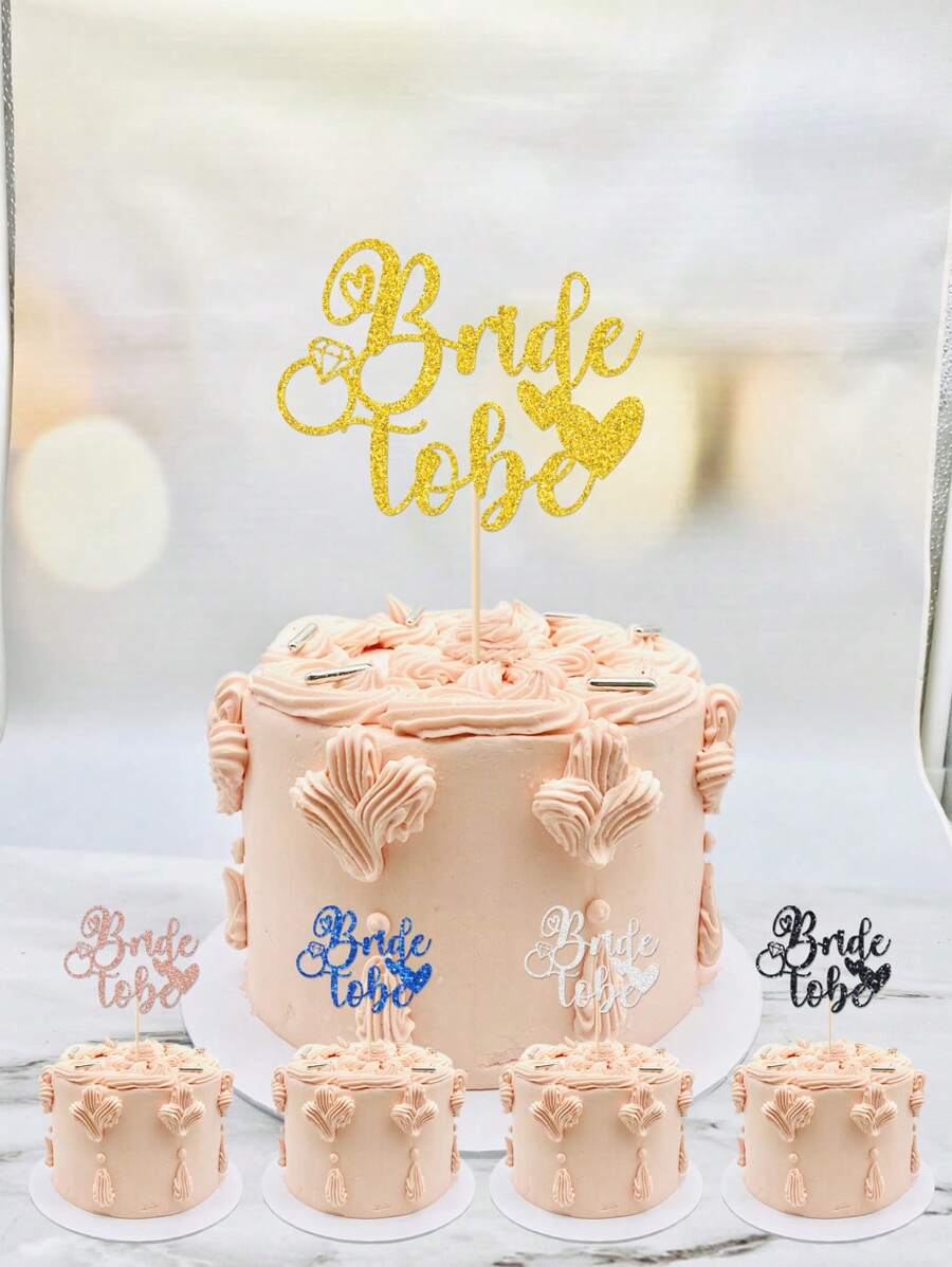 Wedding Bride To Be Cake Toppers For Bridal Shower Party Baking Decoration, Gold/Silver/Rose Gold/Black/Blue - Black - View 1
