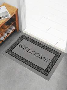 1 Miếng Lá thư In Mẫu Thảm cửa , Phong cách Đơn giản Polyester Chất xơ Hình chữ nhật Thảm trải sàn Thích hợp Đối với Phòng khách Nhà  Trang trí - Xám - Xem 4