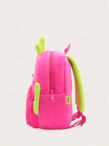 1 pieza Mochila de peluche con diseño de fruta de pitaya de dibujos animados, adecuada para niños y niñas de 2 a 4 años, mochila casual - Rosa Fucsia - Ver 6