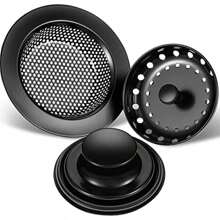3pcs Kitchen Sink Stopper, Filter Garbage Disposal Stopper, Stainless Steel Universal Anti-Clog Kitchen Sink Strainer Sieve Basket Filter, Wide Brim For Kitchen Sink Drain, Black