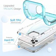 Funda de teléfono resistente de 3 en 1 de Apple, [protección contra caídas de grado 10 pies], funda de teléfono transparente resistente a golpes y caídas hecha de material mixto TPU+PC