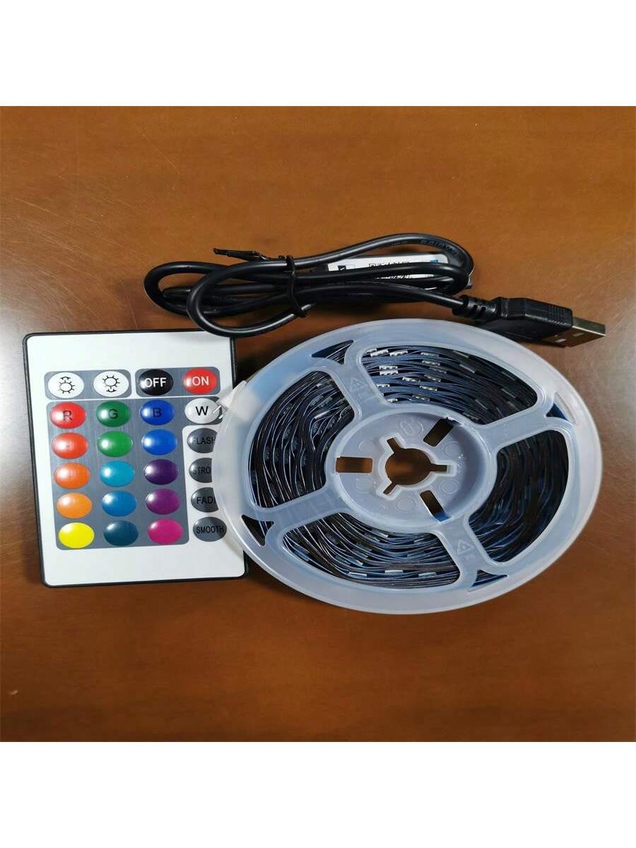 طقم شريط إضاءة ليد مرن للتزيين المنزلي مع ريموت كن...