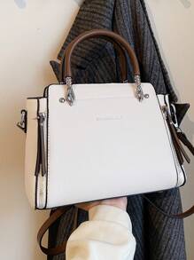 BELLEBORG Lychee Pattern Elegant Women's Handbag - White - View 5