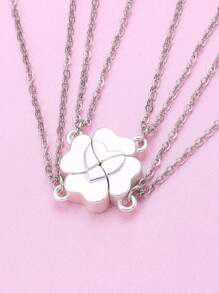 4pcs/Set Simple And Fashionable Women's Four Leaf Clover Combination Magnetic Pendant Necklace Is The Perfect Gift For Friends And Family - Multicolor - View 1